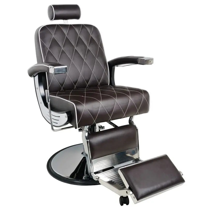 Brauner Leder-Barbersessel Gabbiano Barberstuhl Imperial Braun für stilvolle Frisörsalons