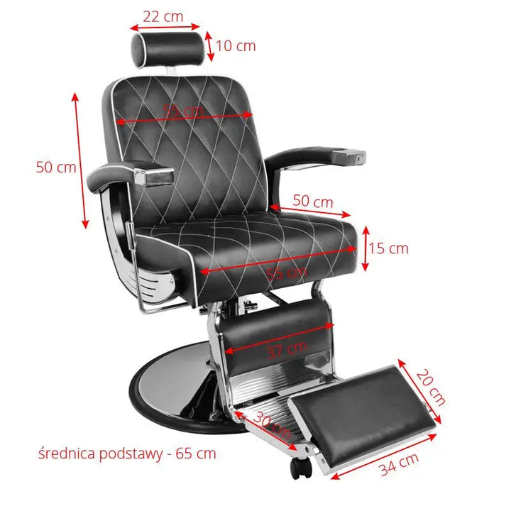 Schwarzer Gabbiano Barberstuhl Imperial Braun mit Abmessungen, moderne Friseurstuhl