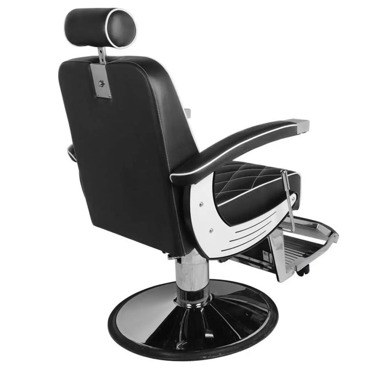 Schwarzer Gabbiano Barberstuhl Imperial Schwarz mit Chromakzenten für Friseursalons