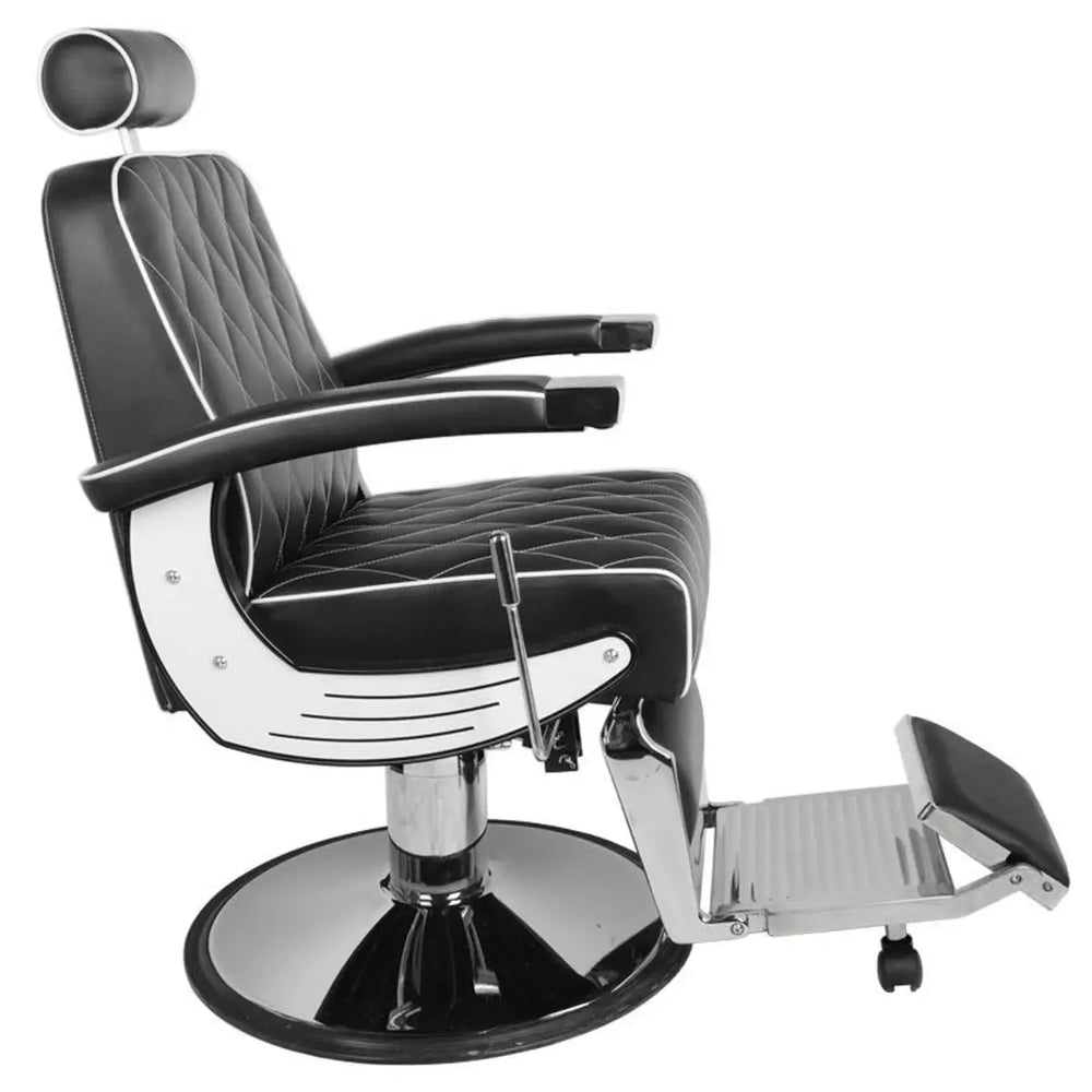 Schwarzer und Chrom-Barbersessel Gabbiano Barberstuhl Imperial Schwarz Vorderansicht