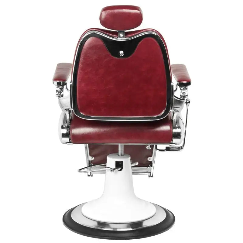 Burgundy Barberstuhl Gabbiano im Moto Style Design in Bordeauxrot für Salons