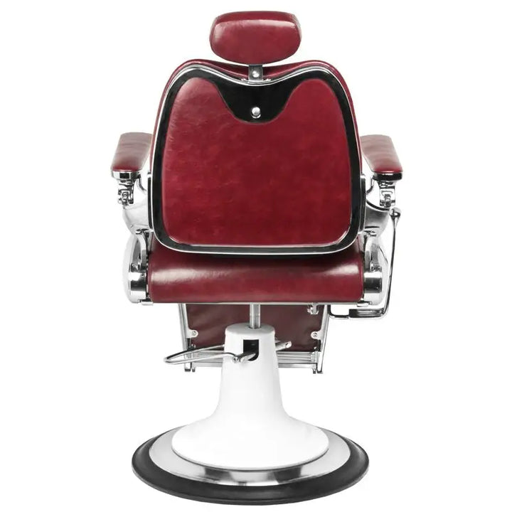 Burgundy Barberstuhl Gabbiano im Moto Style Design in Bordeauxrot für Salons