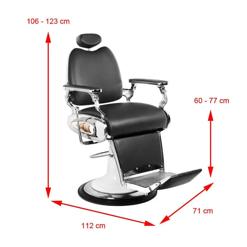 Schwarzer Gabbiano Barberstuhl Moto Style mit Maßen, bequem und stilvoll