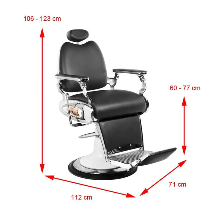 Schwarzer Gabbiano Barberstuhl Moto Style mit Maßen, bequem und stilvoll
