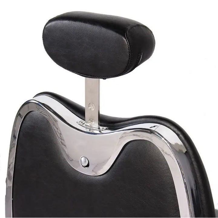 Schwarzer Leder-Haarschneidersessel Kopfstütze für Gabbiano Barberstuhl Moto Style
