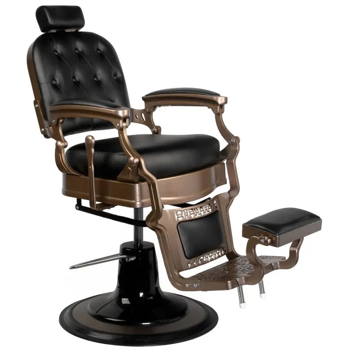 Schwarzer und bronzefarbenes Barberstuhl Gabbiano Old Ernesto Schwarz für Friseurbesondere
