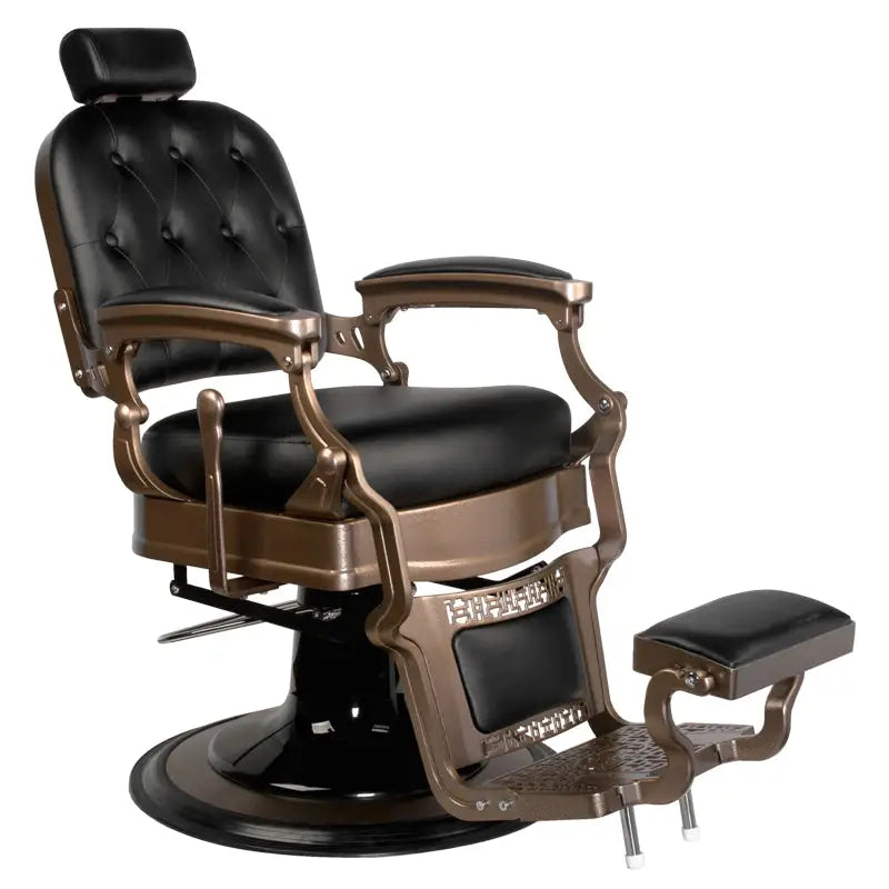 Schwarzer und bronzener Barberstuhl Gabbiano Barberstuhl Old Ernesto Schwarz