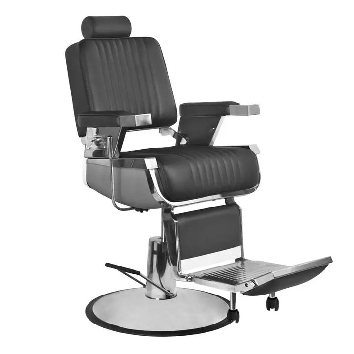 Schwarzer Gabbiano Barberstuhl Royal Schwarz Friseurstuhl mit verstellbarer Rückenlehne
