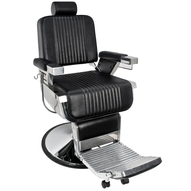 Schwarzer und Chrom-Barberstuhl Gabbiano Barberstuhl Royal Schwarz für Friseursalons