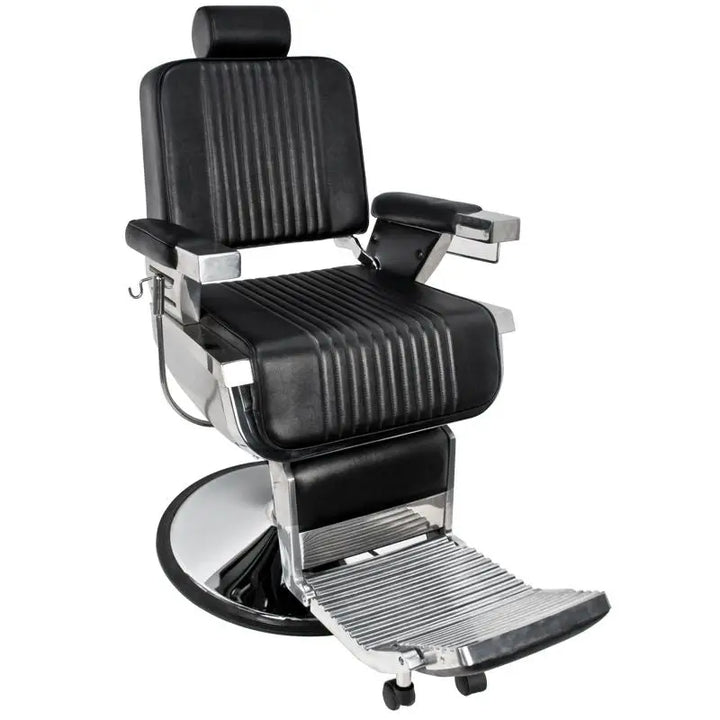 Schwarzer und Chrom-Barberstuhl Gabbiano Barberstuhl Royal Schwarz für Friseursalons