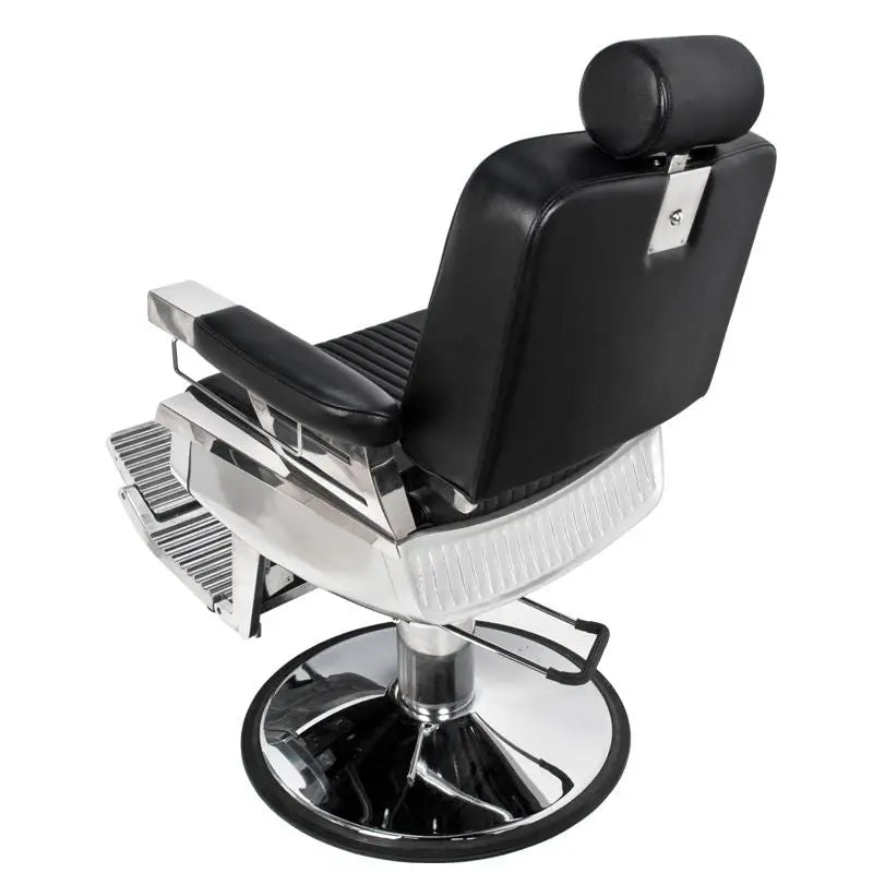 Schwarzer und Chrom-Barbersessel Gabbiano Barberstuhl Royal Schwarz