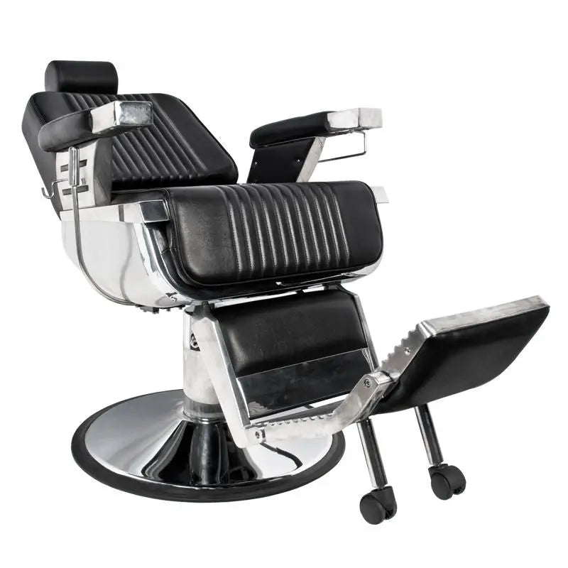 Schwarzer und Chrom Barberstuhl Gabbiano Royal Schwarz für professionelle Friseursalons