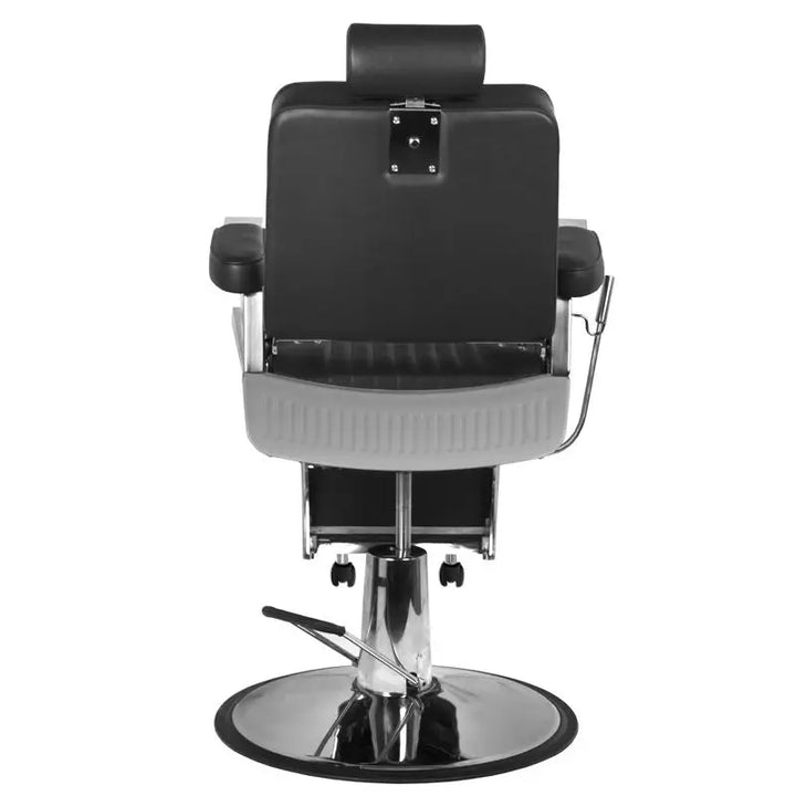 Schwarzer und silberner Gabbiano Barberstuhl Royal Schwarz mit luxuriösem Design
