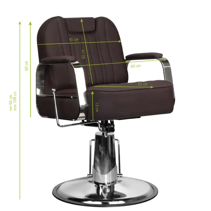 Brauner Barberstuhl mit Chromakzenten im Produkt Gabbiano Barberstuhl Rufo Braun