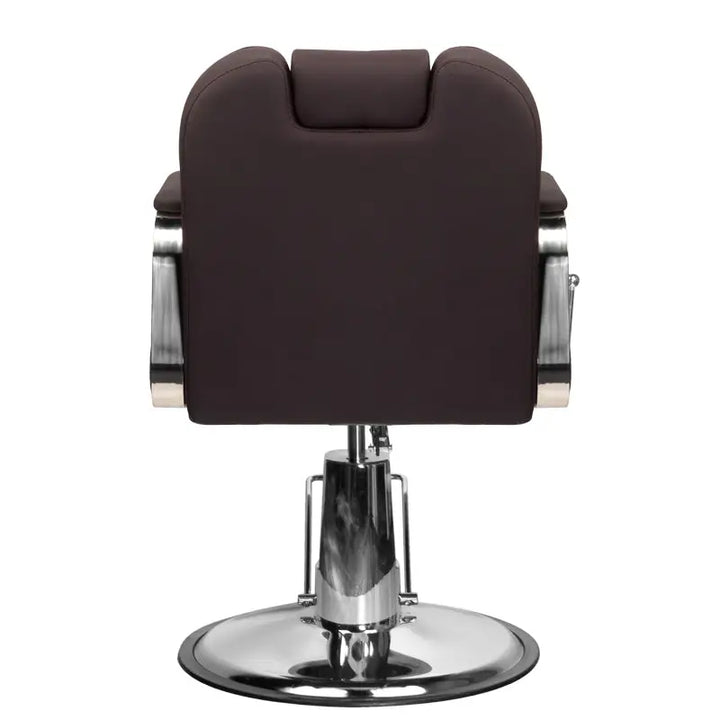 Braune Barberstuhl mit Chrome-Basis für den Gabbiano Barberstuhl Rufo Braun