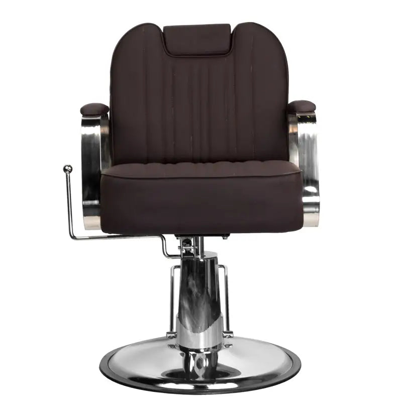 Brauner und Chrom Barberstuhl Gabbiano Barberstuhl Rufo Braun