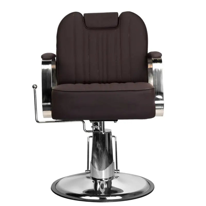 Brauner und Chrom Barberstuhl Gabbiano Barberstuhl Rufo Braun