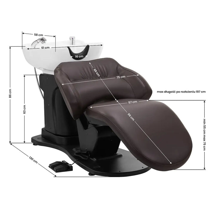 Gabbiano elektrische Friseurwaschanlage TRYCHO braun - Friseurwaschanlage