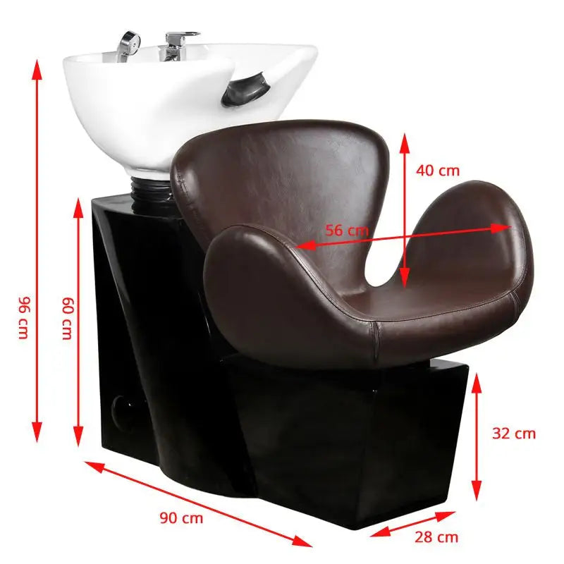 Hairstylist-Waschanlage mit braunem Stuhl im Gabbiano Friseur-Waschanlage Amsterdam Braun