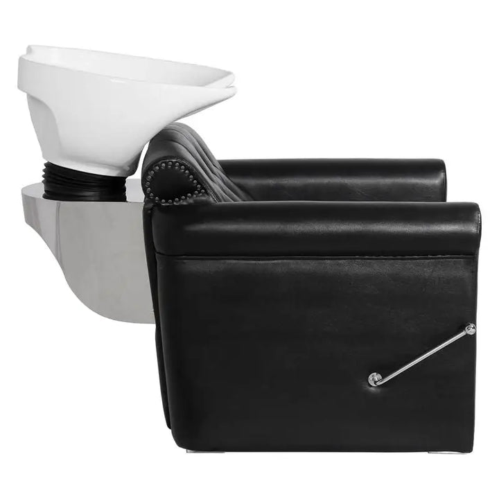 Black leather salon shampoo chair Gabbiano Friseur-Waschanlage Berlin Lux Schwarz