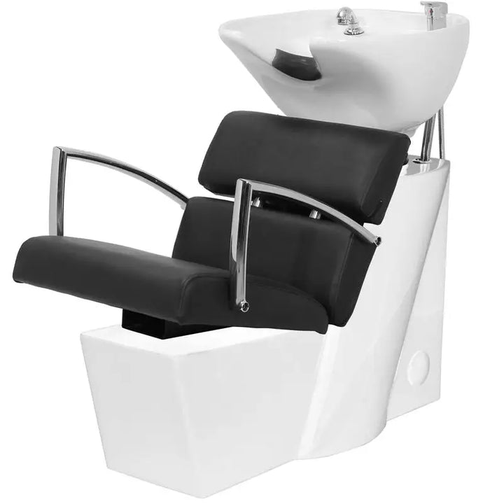 Schwarzweißer Friseursalon Waschanlage Gabbiano Brüssel mit Shampoo Stuhl