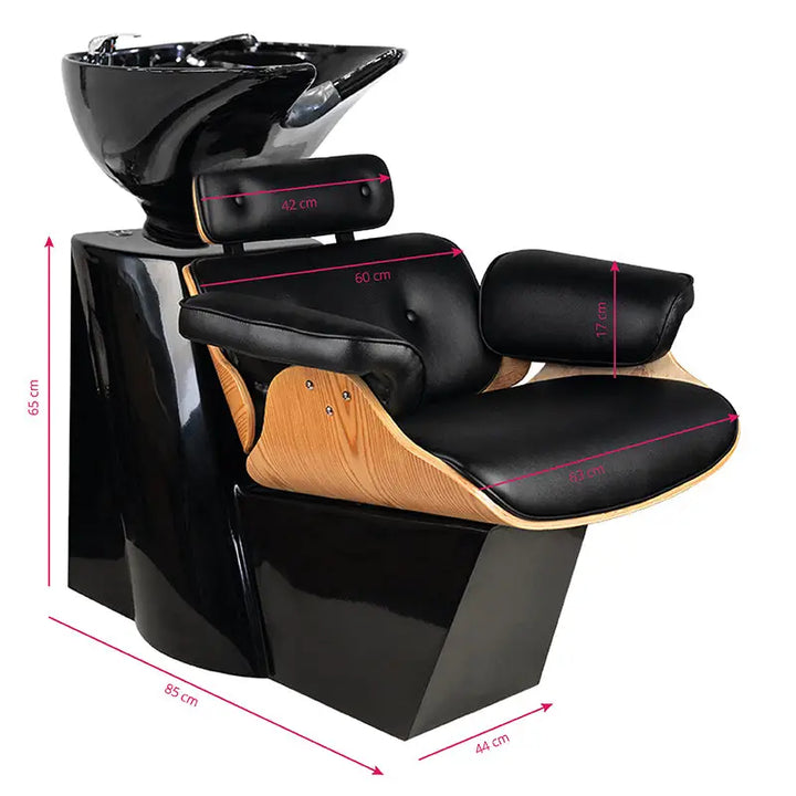 Gabbiano Friseur-Waschanlage Florenz Nussbaum Schwarz - Friseur-Waschbecken