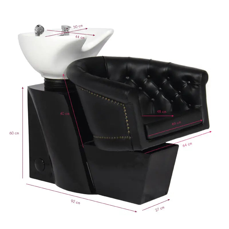 Schwarzer und weißer Friseursalon Shampoo Stuhl Gabbiano Friseur-Waschanlage London