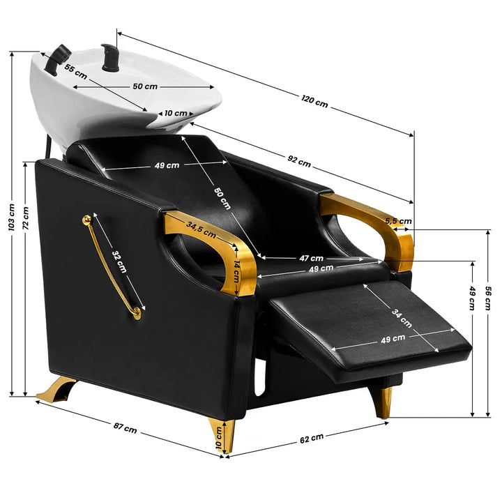 Gabbiano Friseur-Waschmaschine C019G schwarz - Friseurwaschanlage