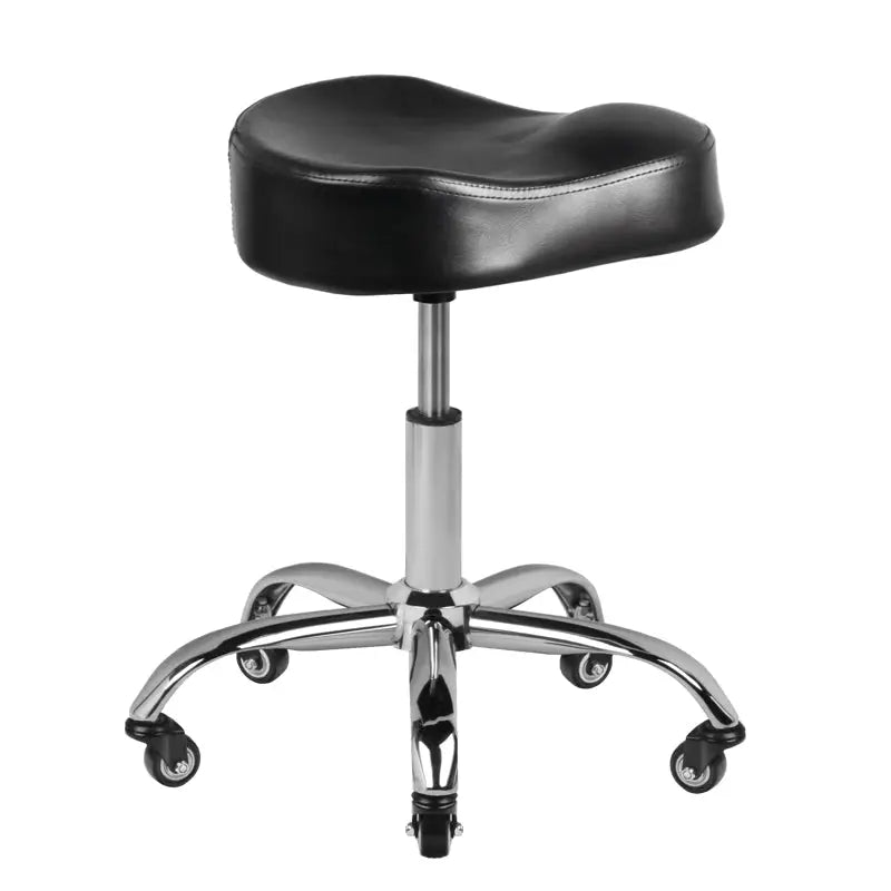 Schwarzer Saddle Seat Rollhocker Gabbiano Friseurhocker A450 für professionelles Frisieren
