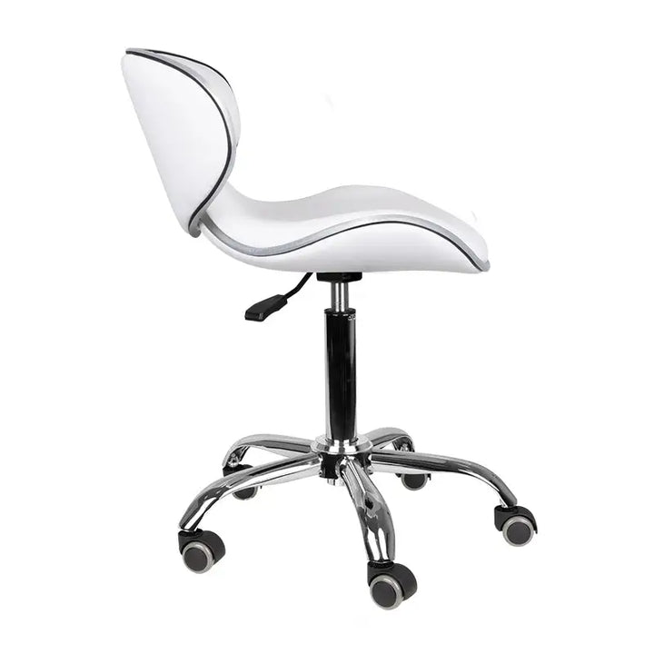 Weißer und chromfarbiger verstellbarer Drehstuhl für Friseure Gabbiano Q-4599