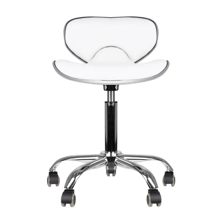 Weißer Sattel-Design Rollhocker für Friseure im Produkt Gabbiano Friseurhocker Q-4599