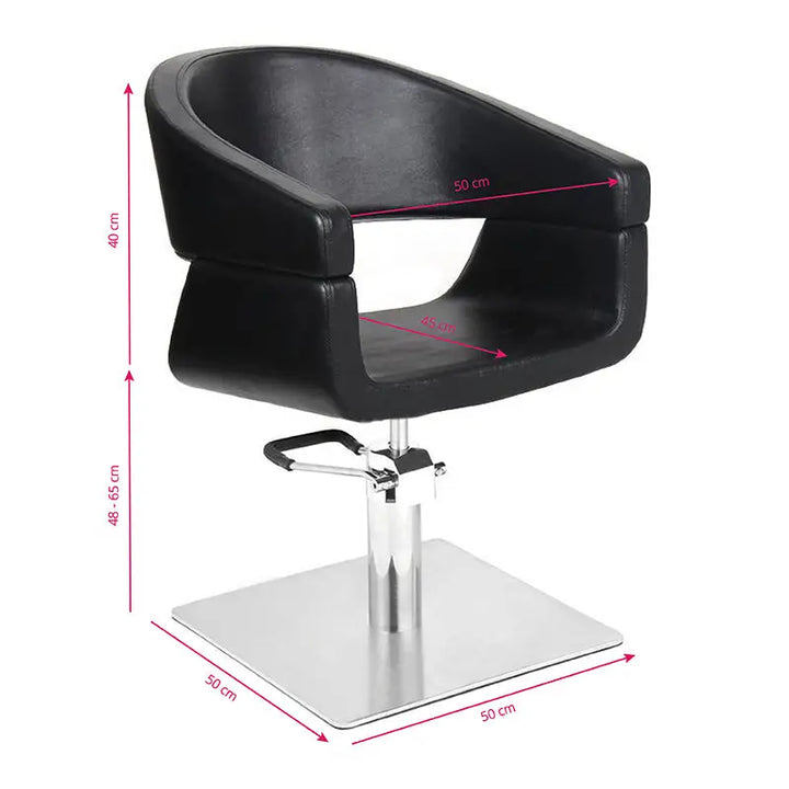 Schwarzer Friseurstuhl Gabbiano 044 mit quadratischer Basis