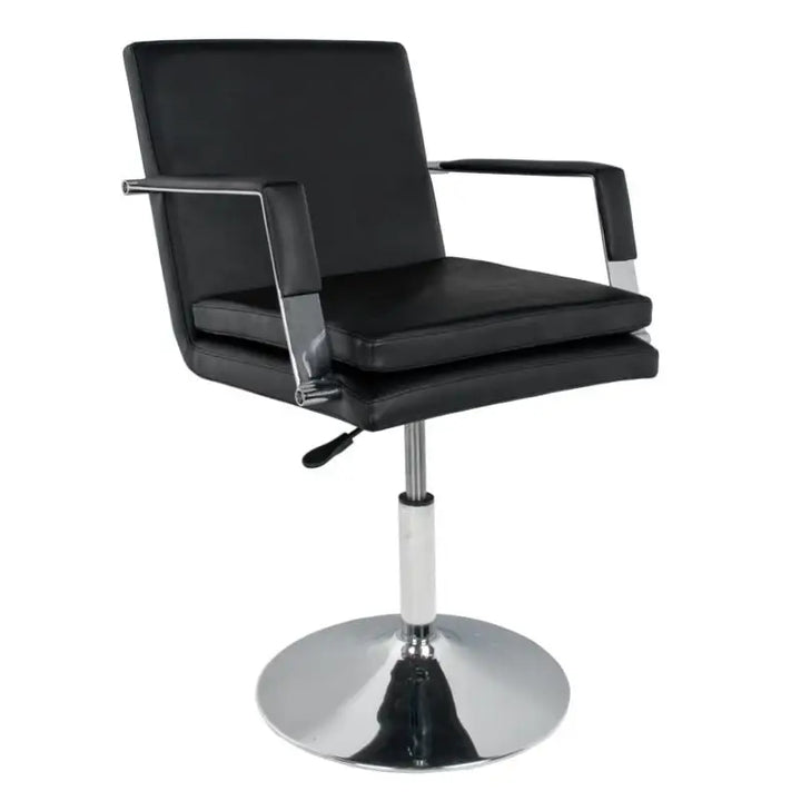 Schwarzer Leder-Drehstuhl Gabbiano Friseurstuhl 049 Schwarz mit Chromakzenten