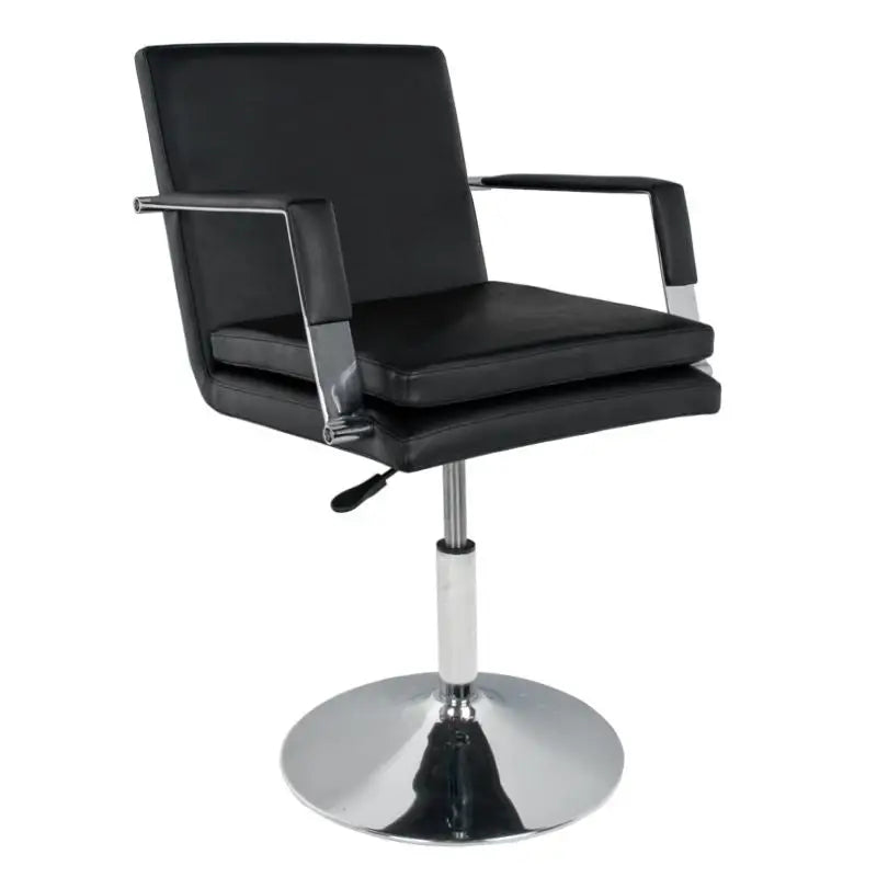 Schwarzer Leder-Drehstuhl Gabbiano Friseurstuhl 049 Schwarz mit Chromakzenten