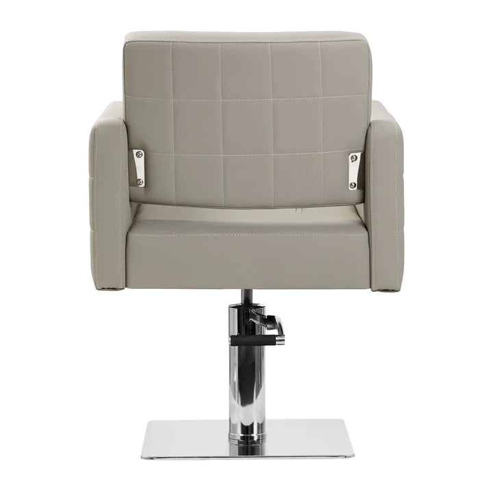 Grauer Friseurstuhl Gabbiano Ankara mit Quadratbasis für Salonkomfort