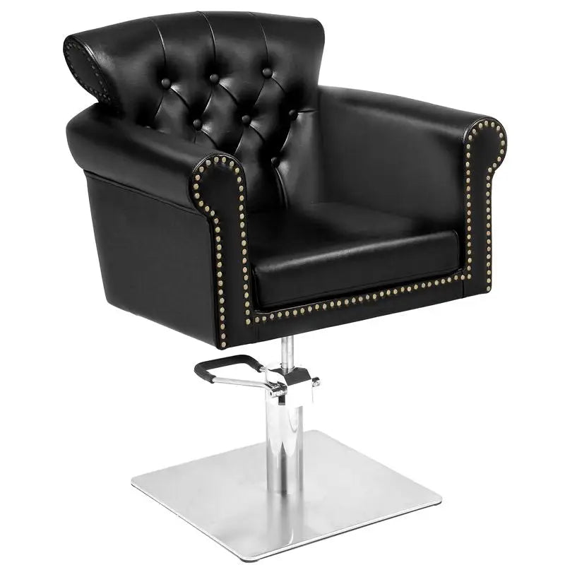 Schwarzer Ledersalonstuhl Gabbiano Friseurstuhl Berlin in stilvollem Design