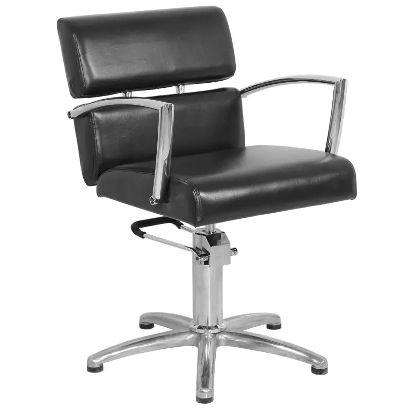Schwarzer Ledersalonstuhl Gabbiano Friseurstuhl Brüssel Schwarz für Friseursalons