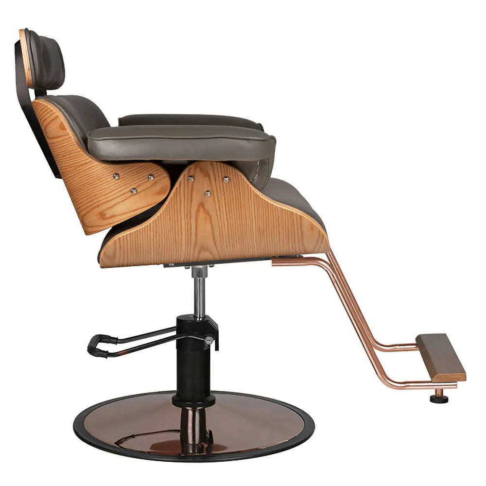 Gabbiano Friseurstuhl Florenz Grau Grau und Holz, verstellbarer Friseursessel