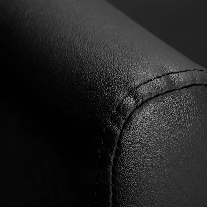 Schwarzes Lederpolster mit Ziernähten für Gabbiano Friseurstuhl Helsinki Schwarz