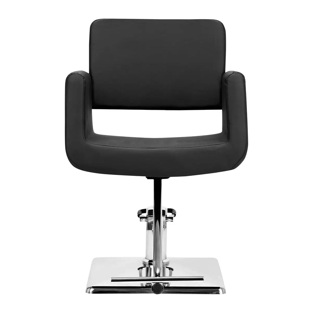 Schwarzer Friseurstuhl Gabbiano Helsinki mit Chrombasis