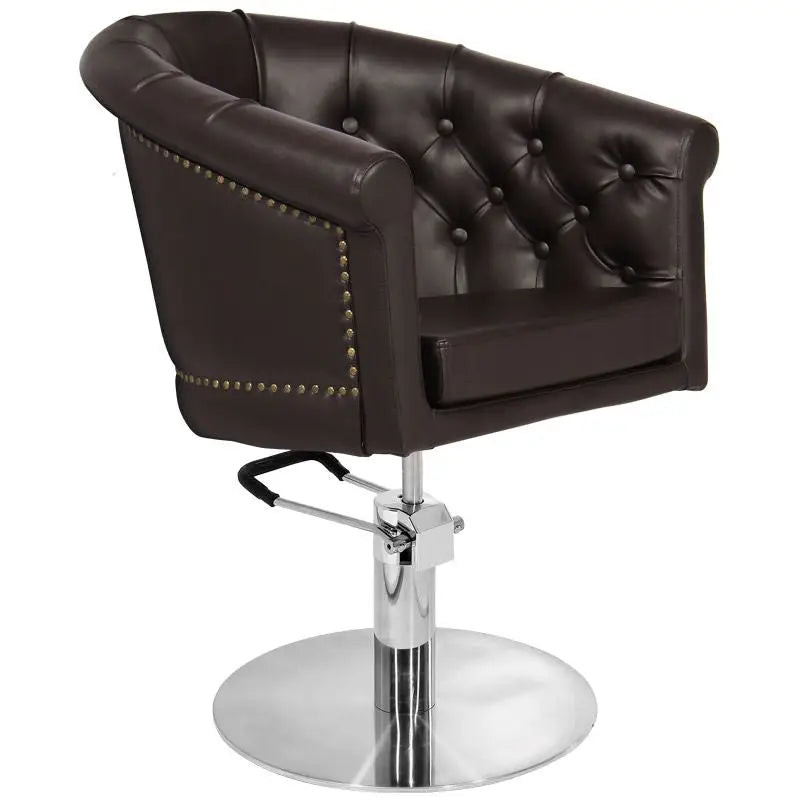 Brauner Ledersalonstuhl Gabbiano Friseurstuhl London Braun stilvoller Friseursessel