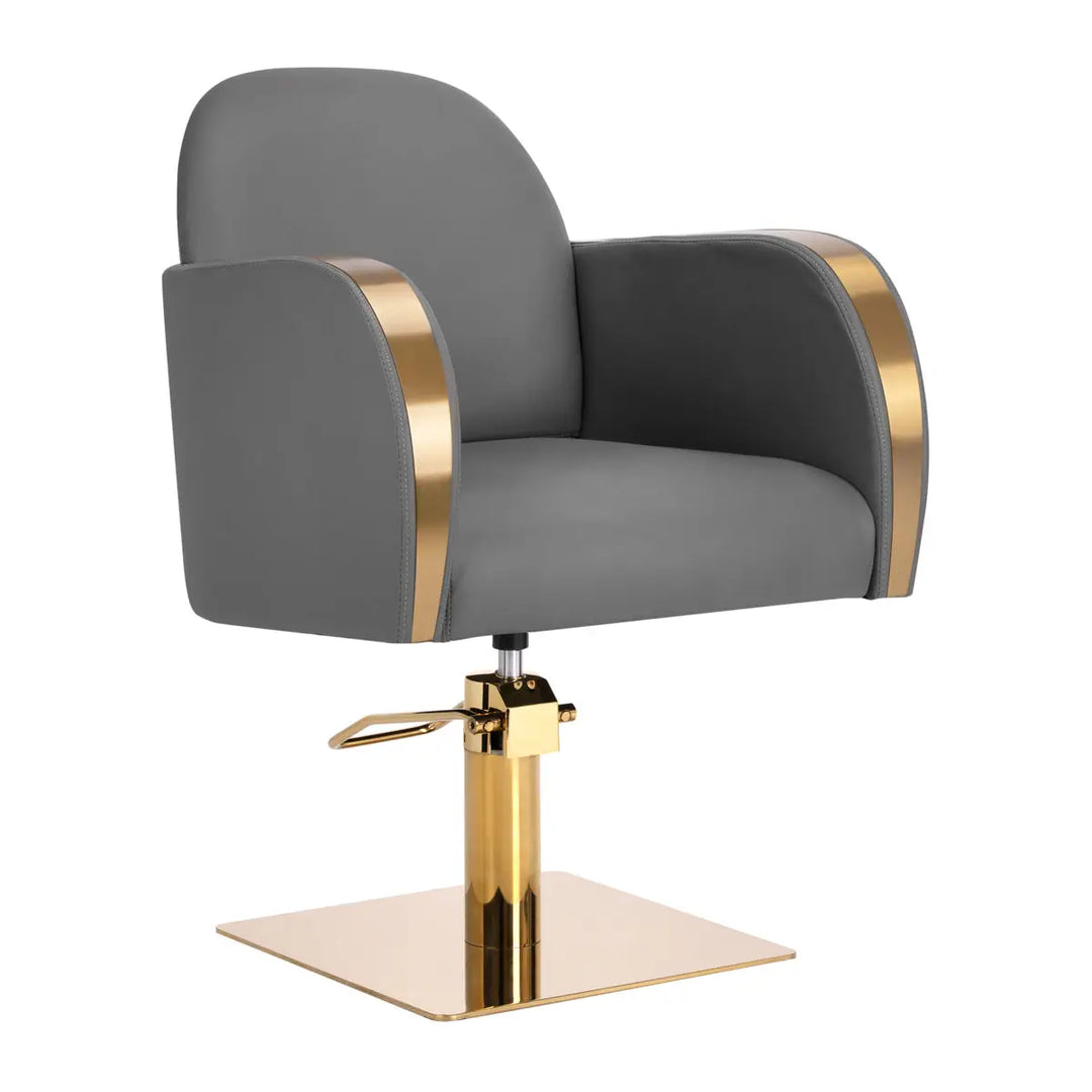 Gabbiano Friseurstuhl Malaga Gold Grau - Friseurstuhl