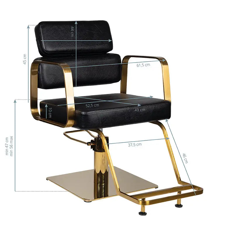 Gabbiano Friseurstuhl Porto Gold Schwarz - Friseurstuhl
