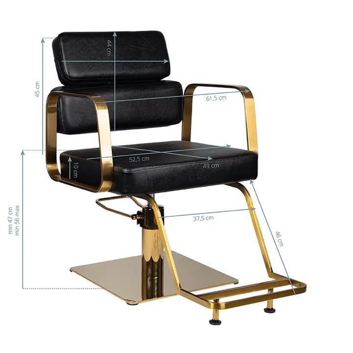 Gabbiano Friseurstuhl Porto Gold Schwarz - Friseurstuhl