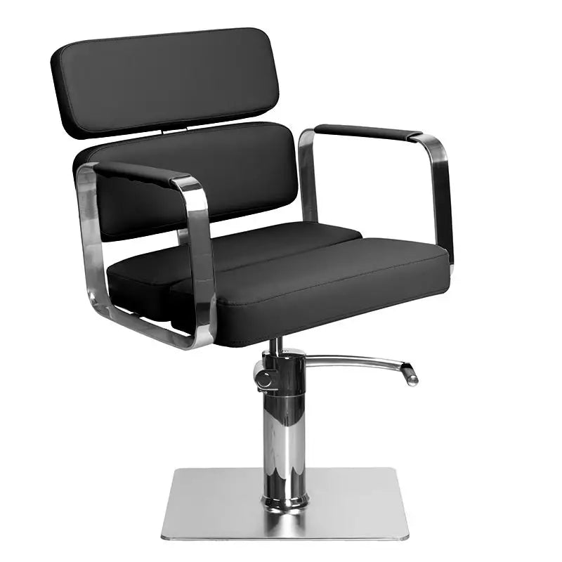 Schwarzer Gabbiano Friseurstuhl Porto mit Chromakzenten für elegante Salonarbeit