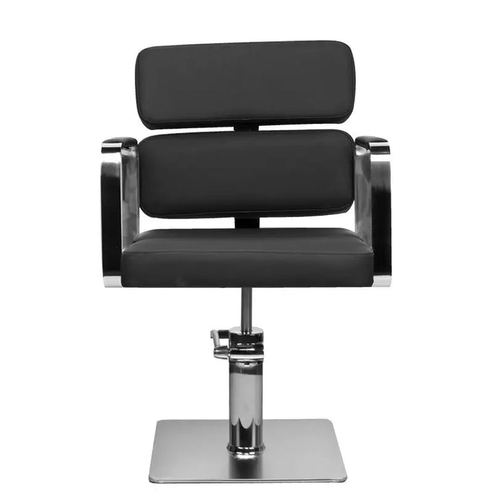 Schwarzer Gabbiano Friseurstuhl Porto mit Chromakzenten für modernen Salonstil