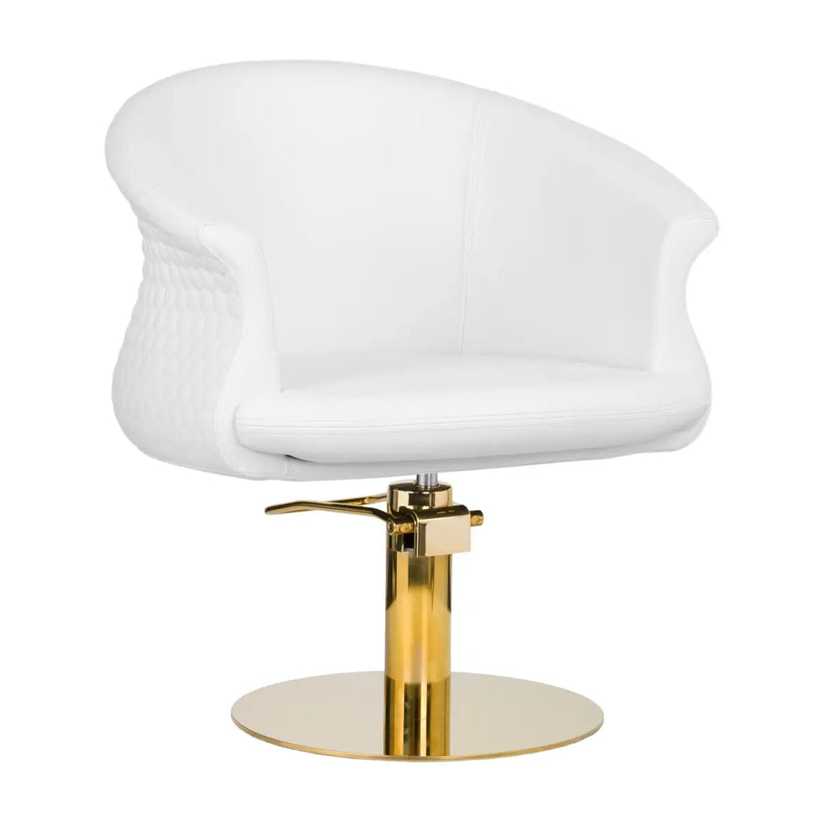 Gabbiano Friseurstuhl Wersal Gold Weiß - Friseurstuhl