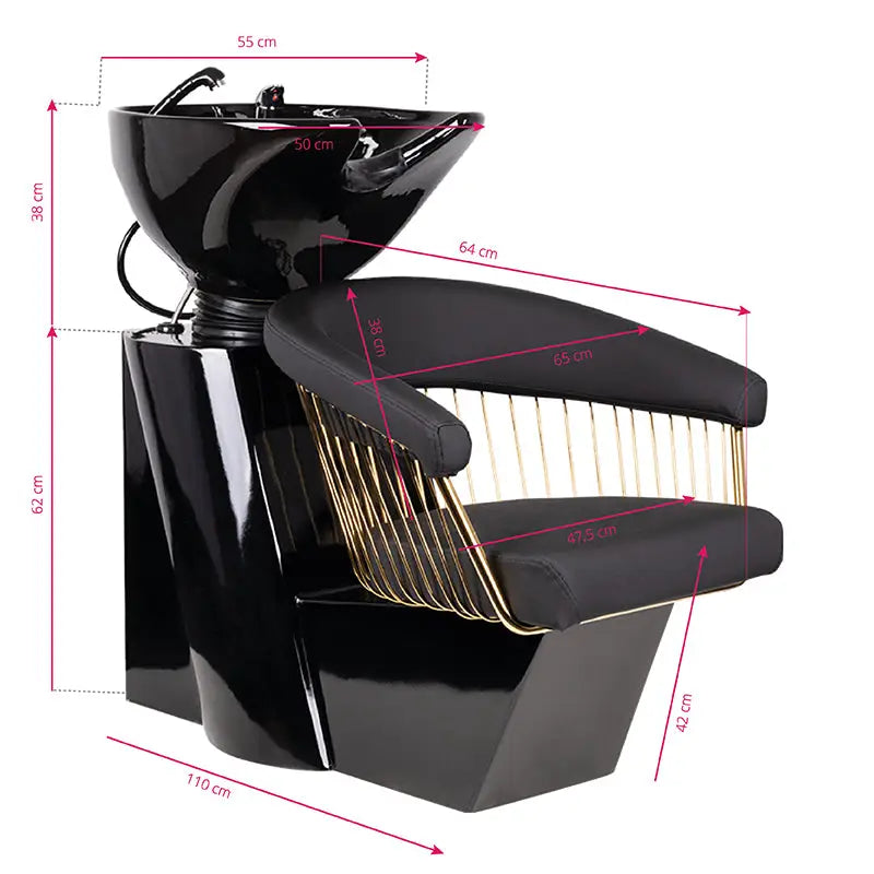 Gabbiano Friseurwäsche Lillie Gold Schwarz - Friseur-Waschbecken