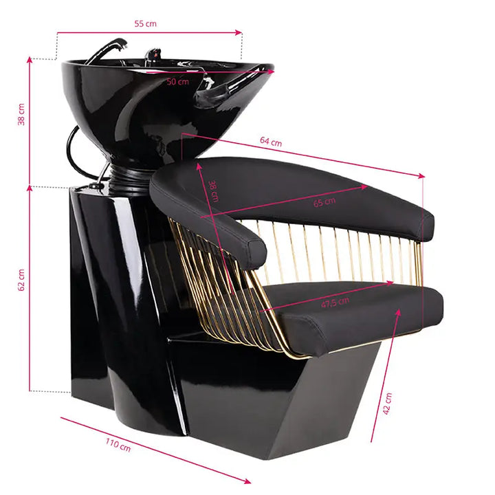 Gabbiano Friseurwäsche Lillie Gold Schwarz - Friseur-Waschbecken