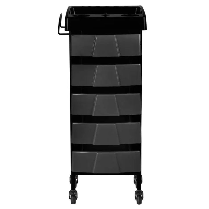 Schwarzer Gabbiano Friseurwagen 008 mit Rollflächen und Schubladen für Friseurbedarf